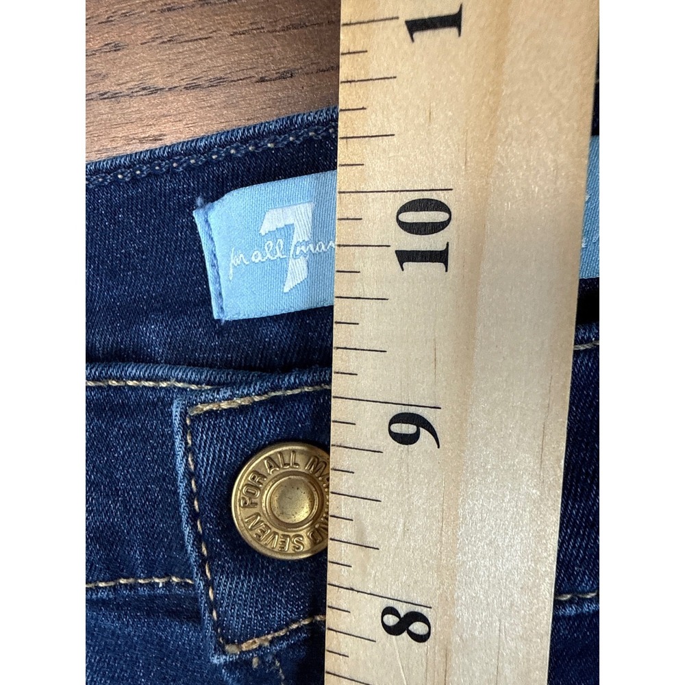 7 For All Mankind Blair Cropped‎ Boot Jeans Dark Wash Frayed Hem Women's Size 28 - Picture 10 of 13